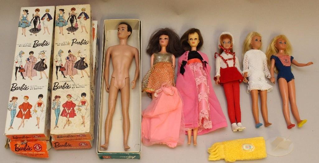 BARBIE FAMILY LOT: (2) FRANCIE, (3) SKIPPER, KEN IN OB, (1 of 9)