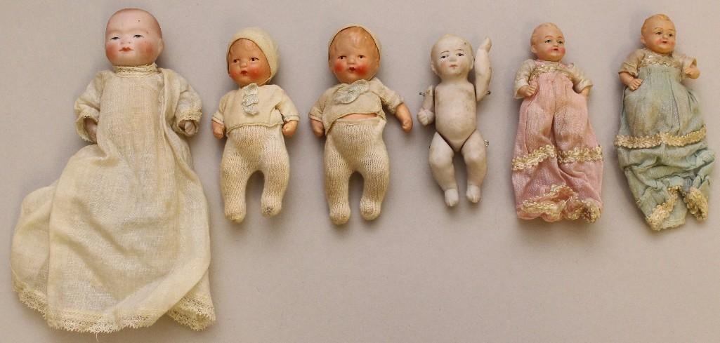 LOT OF (6) ANTIQUE MINI BABY DOLLS INC. 4" BYELO BABY (1 of 5)
