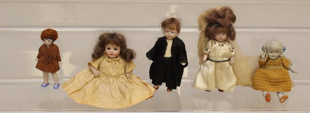 LOT OF (5) ANTIQUE ALL BISQUE DOLLS. (1 of 2)