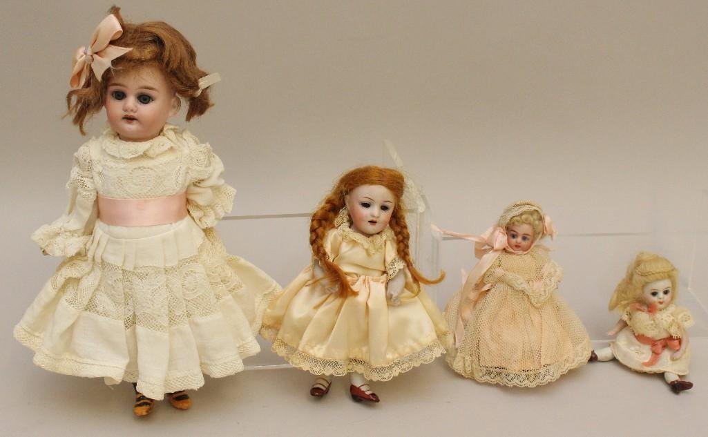 LOT OF (4) ANTIQUE DOLLS: (2) ALL BISQUE;  AM No. 3600 (1 of 4)