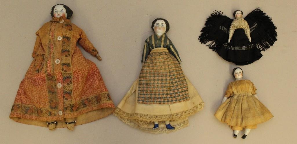 LOT OF (4) ANTIQUE CHINA DOLLS: 4"- 9 1/2". (1 of 3)