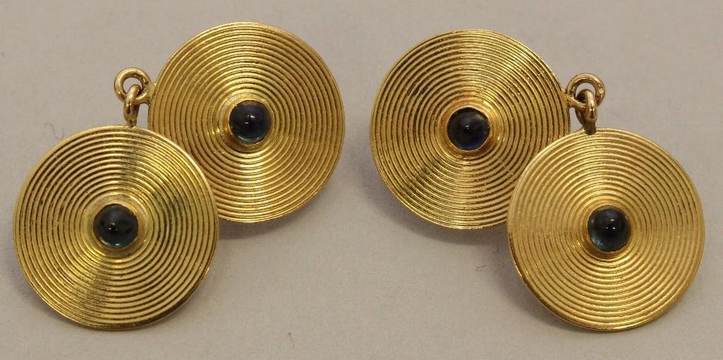 Gold Earrings with Gemstone Cabochons (1 of 2)
