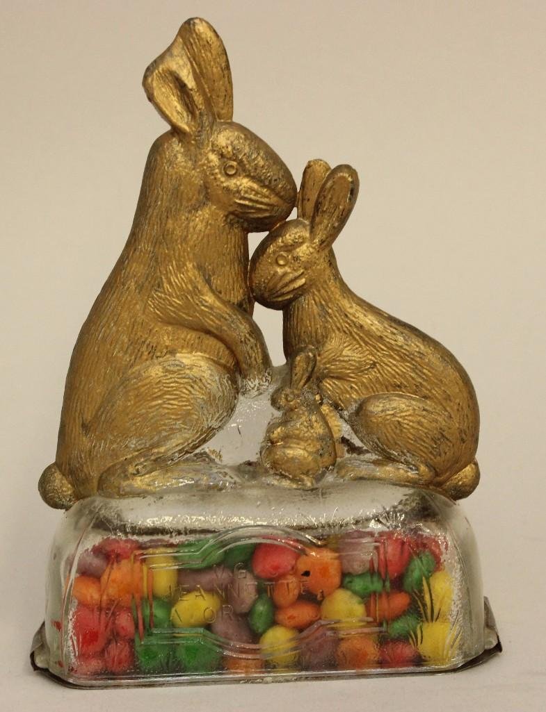 Lot of 3 Glass Rabbit Candy Containers (1 of 3)