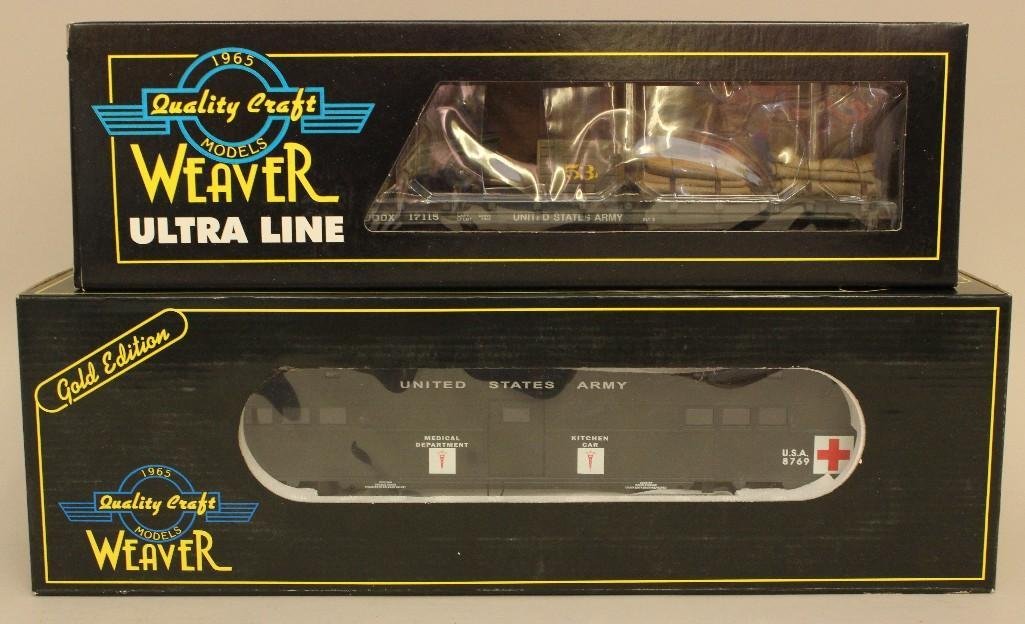 Lot of 2 Weaver Cars: Troop Hospital Car, #8769 in box, Yard Master #17115 in box.