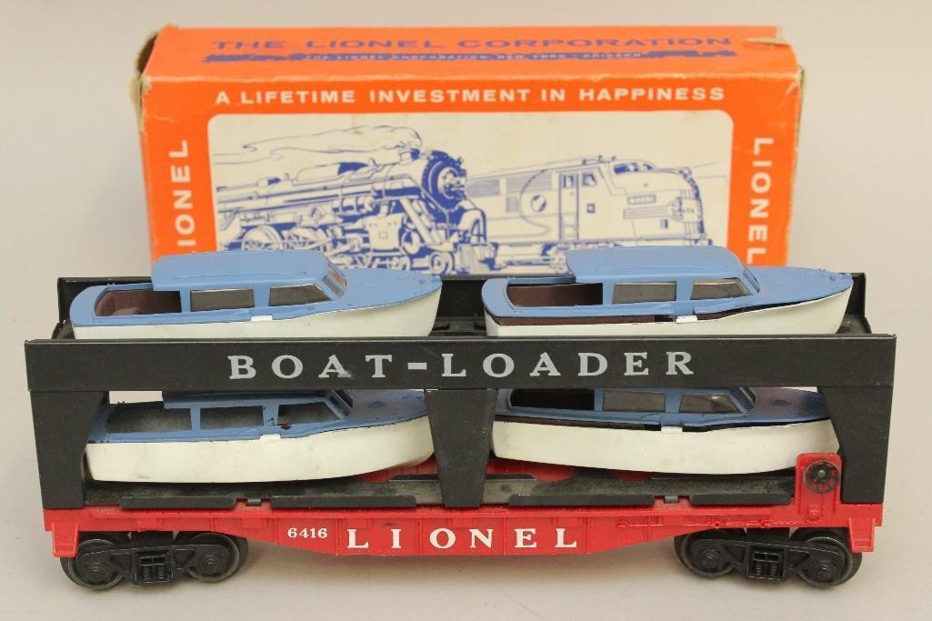 Lionel Boat Transport Car: #6416, includes boats.