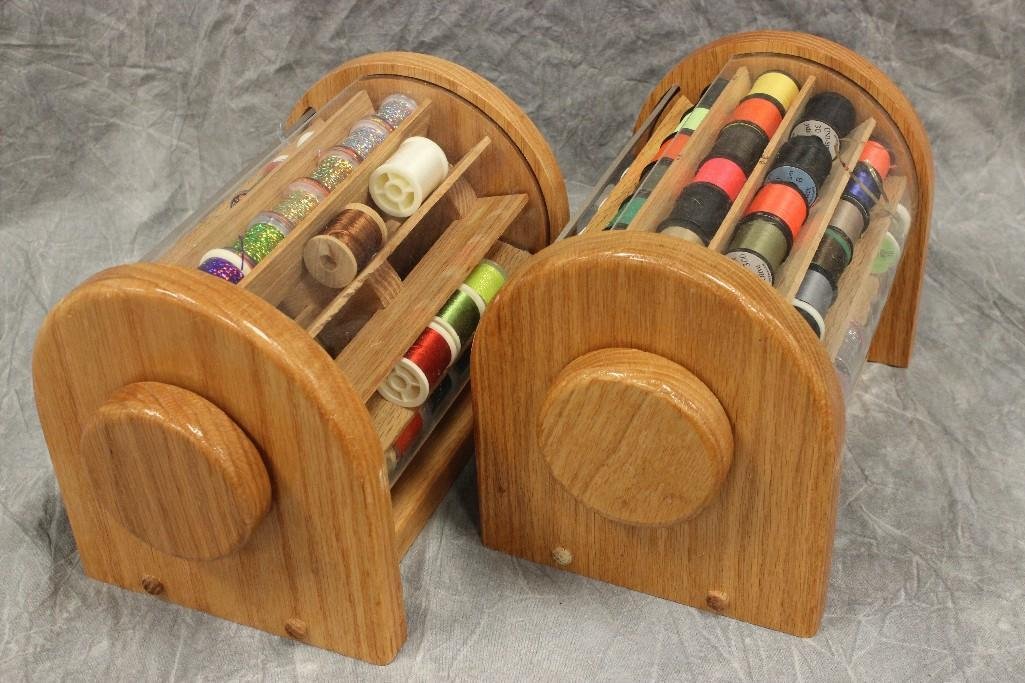 (2) Custom Wood Rotating Fly Tying Thread Containers (1 of 4)