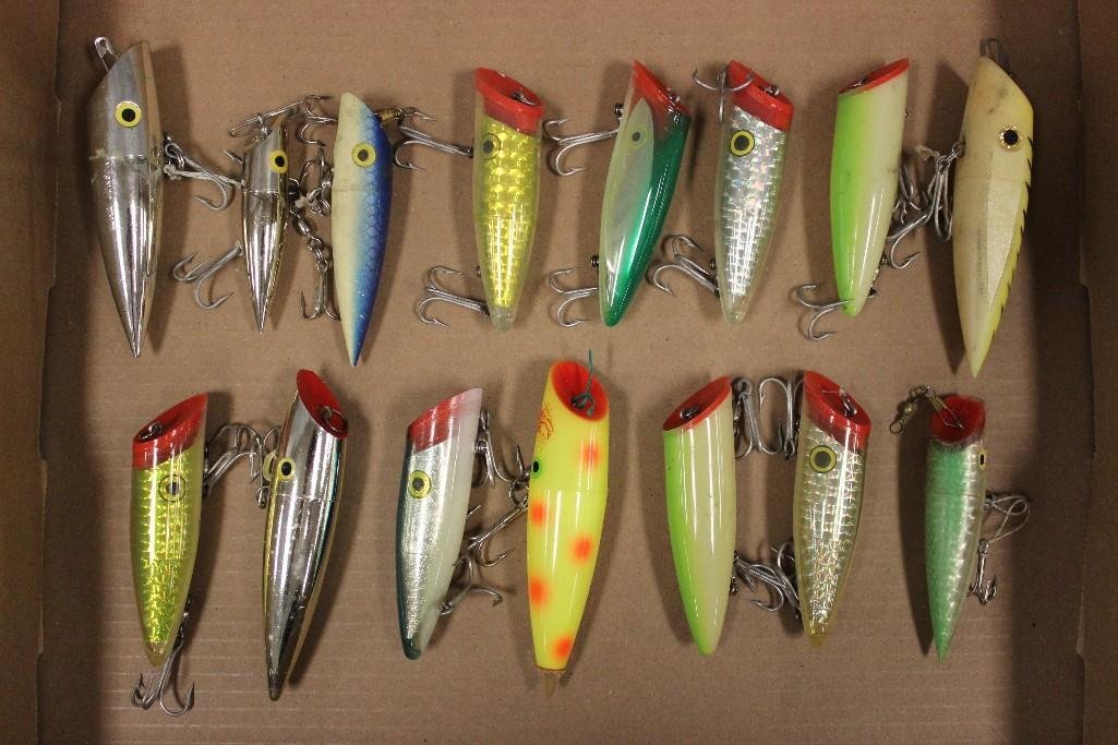 (15) Various Saltwater Poppers: Some Luhr Jensen.