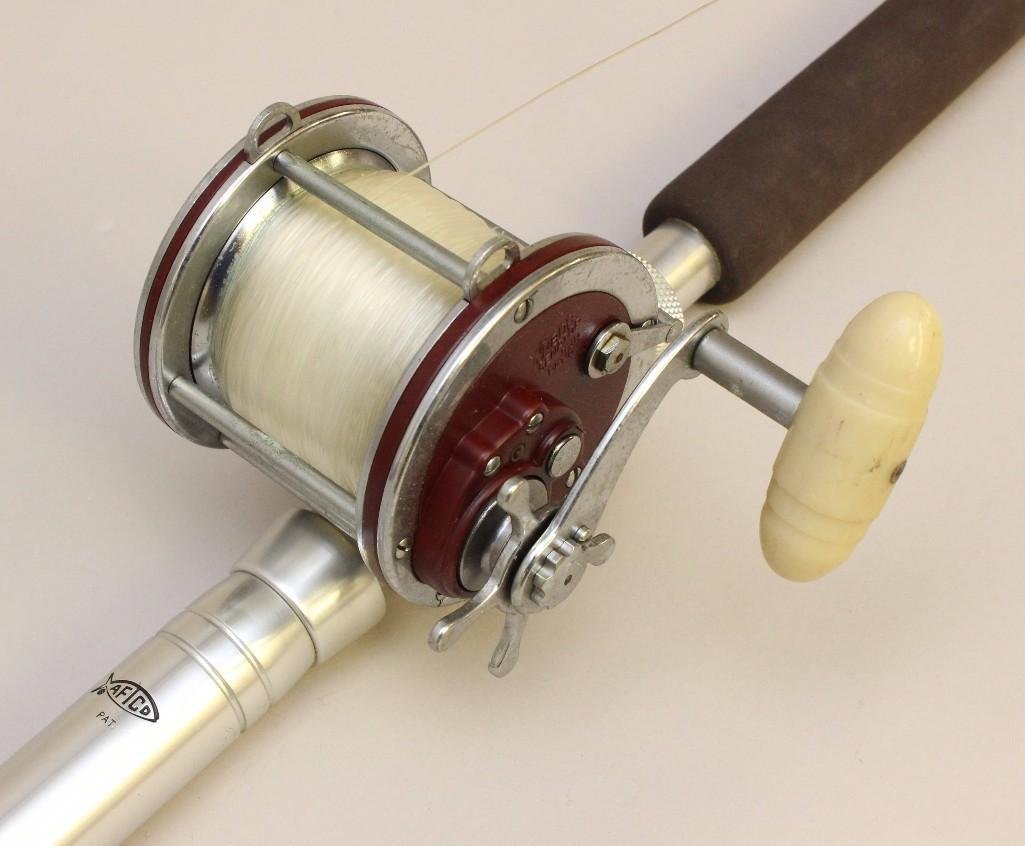 Whitecap By Sportsmen Boat Rod: 6'10" fiberglass boat rod with Aftco aluminum butt with Penn Senator 4/0 Special reel.