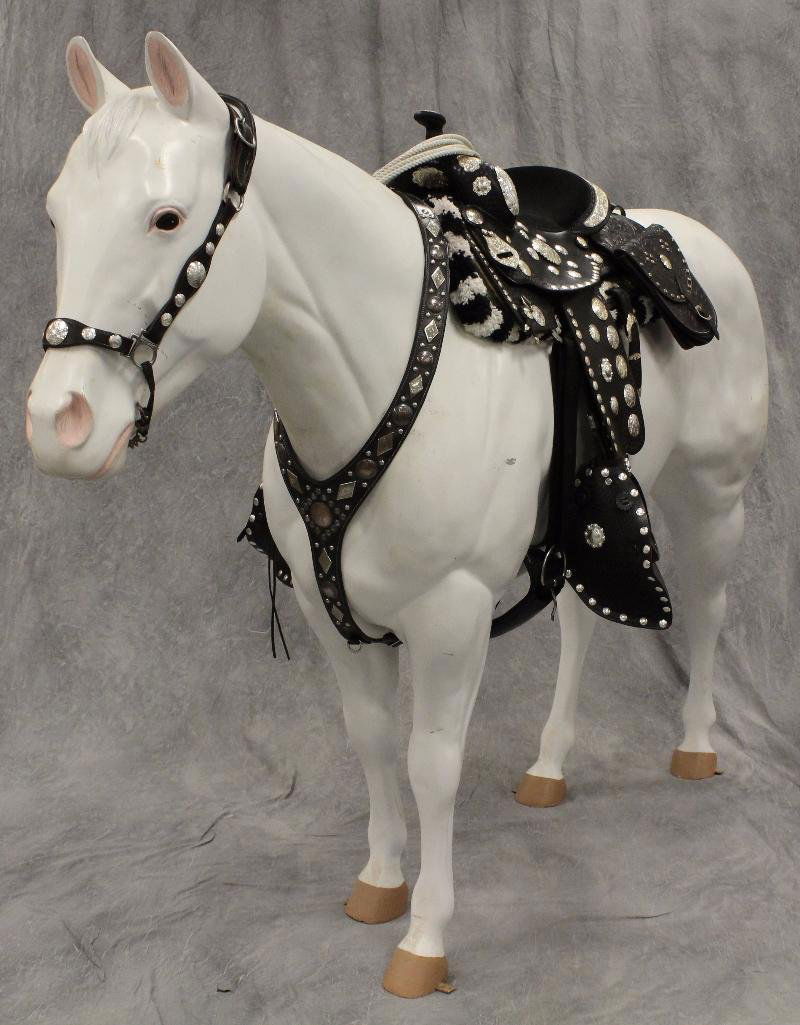 Life-Size White Horse "Silver": Prewit fiberglass horse in good condition with some scuffs. Used as a "Silver" for a local Lone Ranger impersonator. One solid piece. In good condition with some scuff
