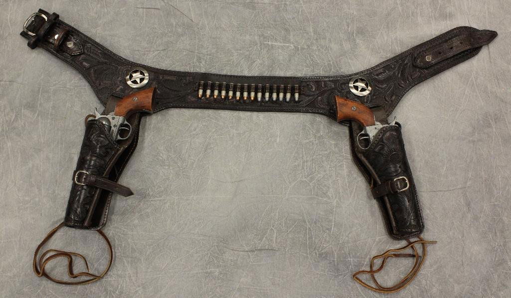 Double Black Buscadero Leather Holster and Two Replica (1 of 4)