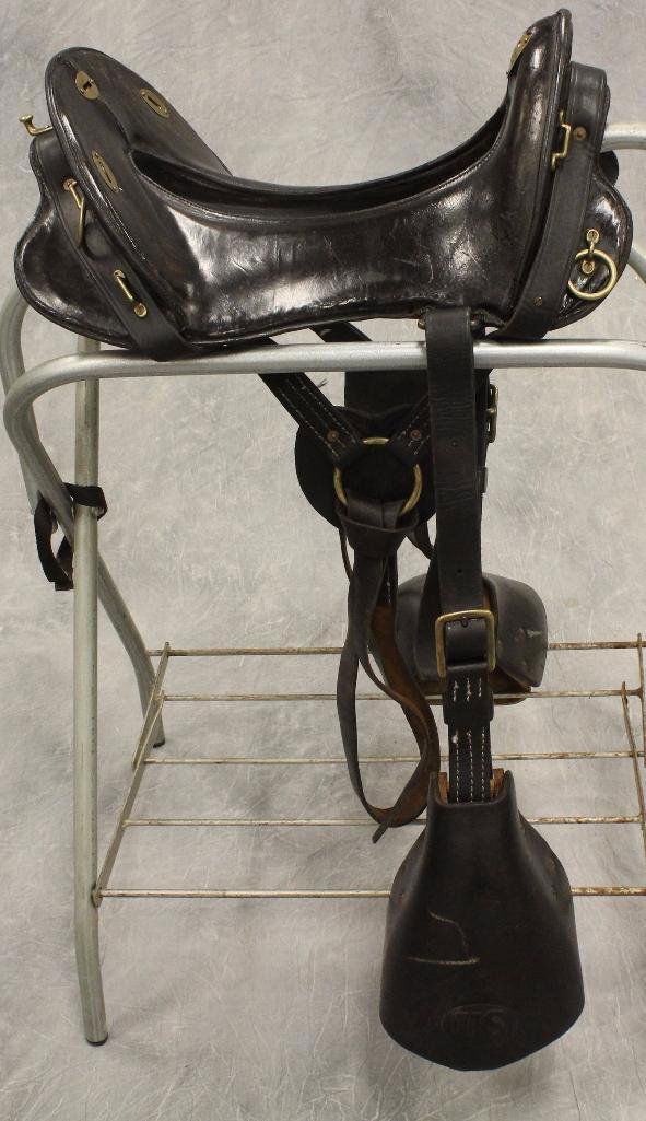 Union Army 17" Calvary Saddle: Black leather and brass fittings.