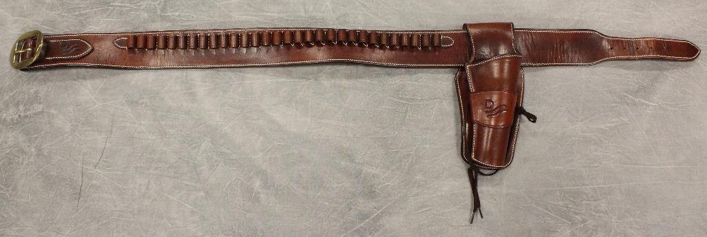 John Wayne "Red River" Single Holster Gun Belt: Brown leather.