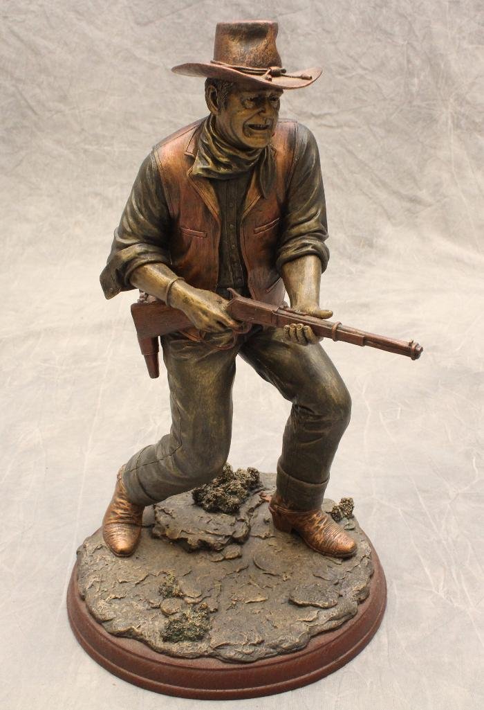 Bradford Exchange John Wayne Sculpture "Lawman": 1708/5000. 16"h x 8"w x 8"d.
