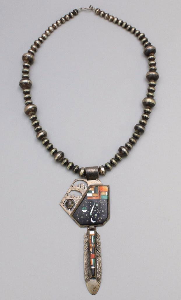 Sterling Silver Beaded Native American Necklace (1 of 3)