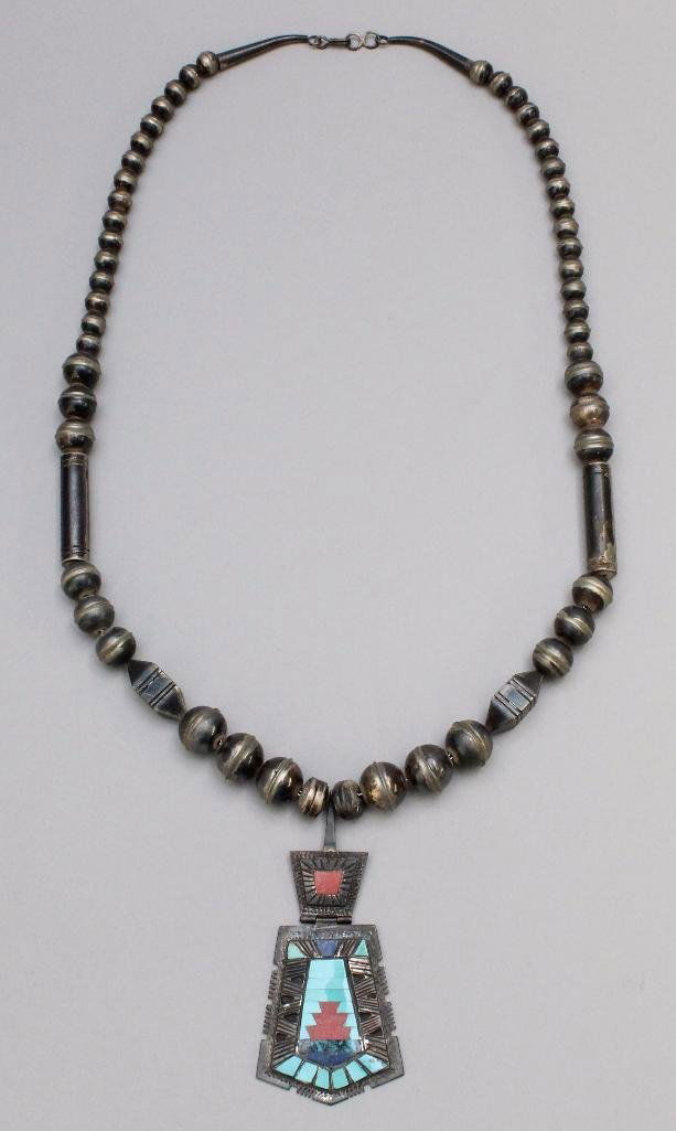 Sterling Silver Beaded Native American Necklace (1 of 2)
