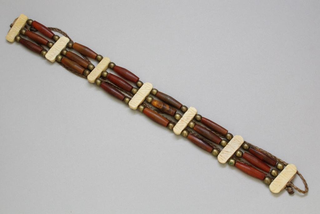 Native American Choker Necklace: Three strand choker necklace. 11 1/2" long.