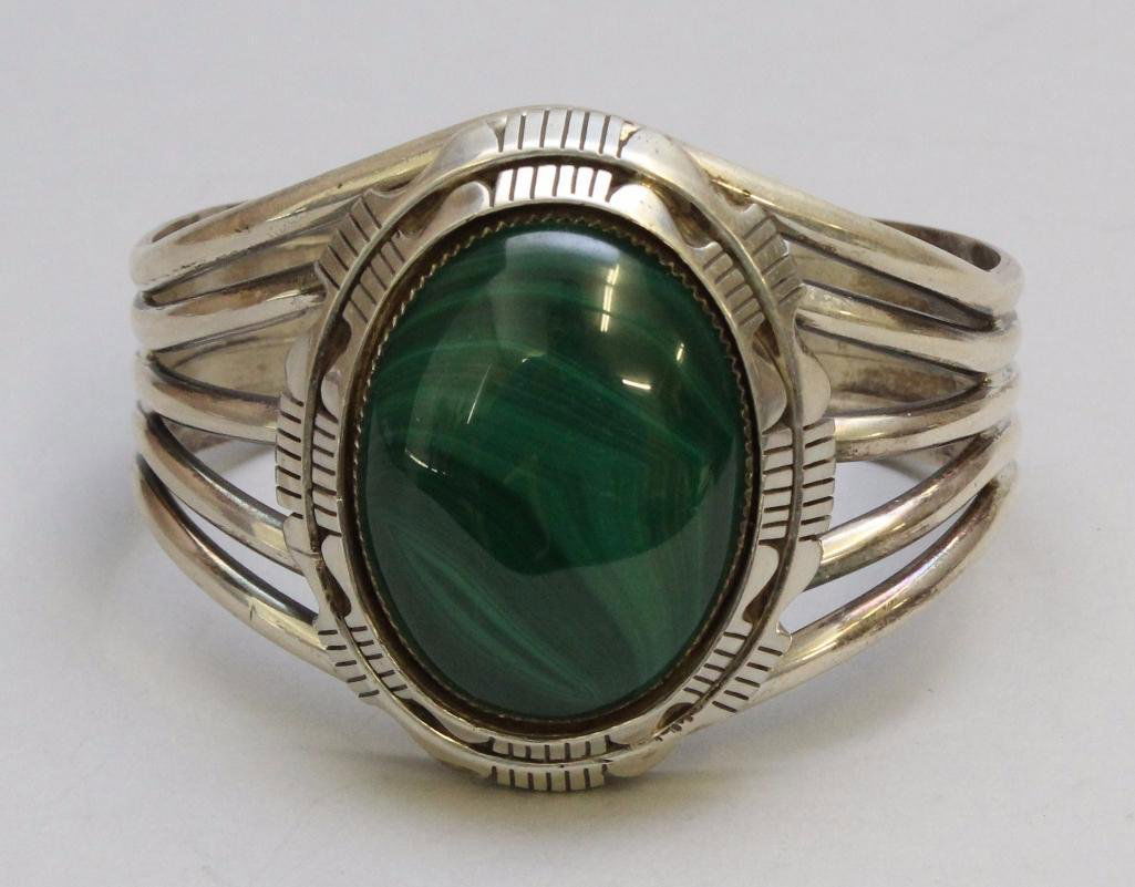 Native American Malachite Cuff Bracelet (1 of 3)