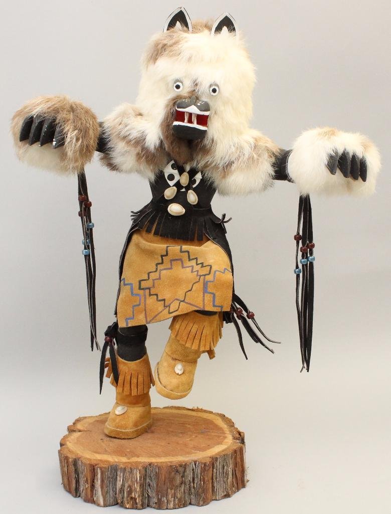 Native American Kachina Doll by Connie: Bear- approximately 21" tall. Signed by Connie.