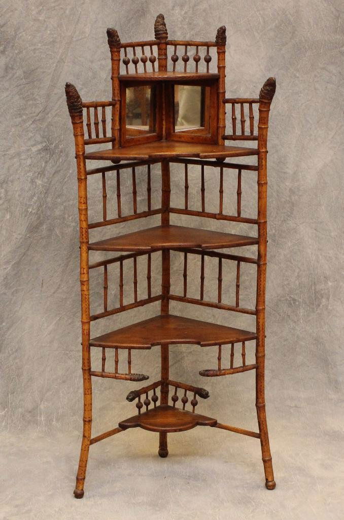 Bamboo and Oak Corner Etagere (1 of 4)