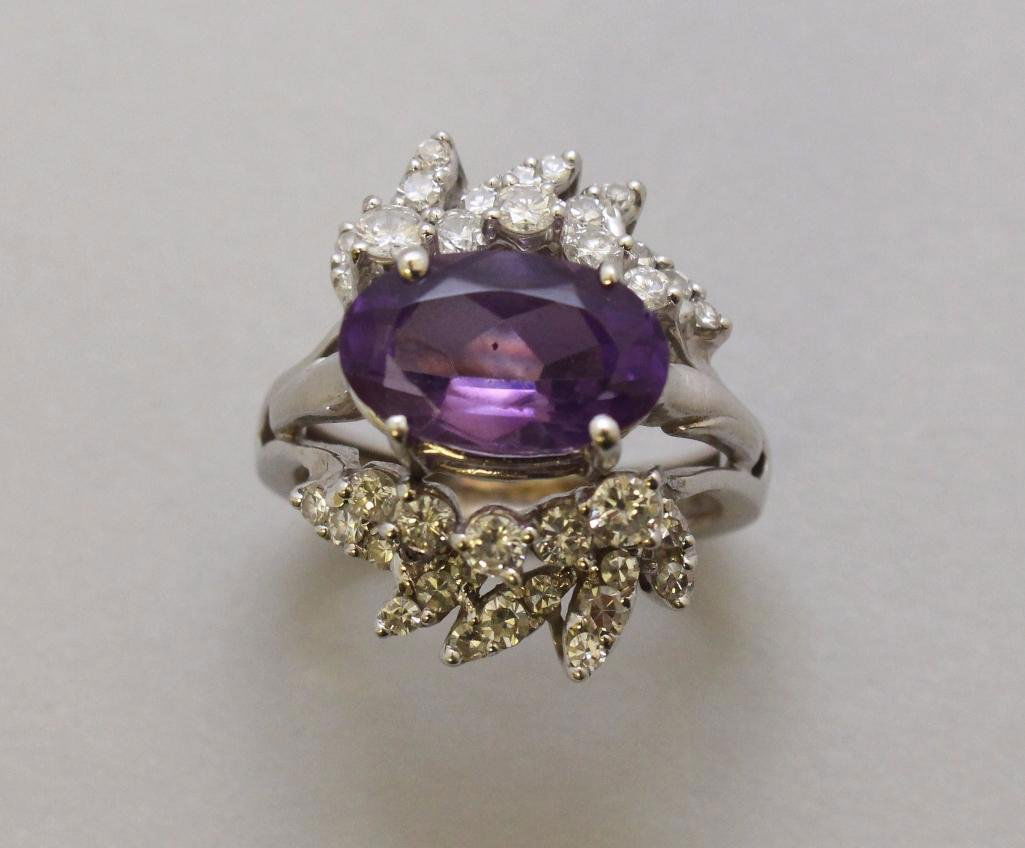 Gold Ring with Amethyst and Diamond (1 of 2)
