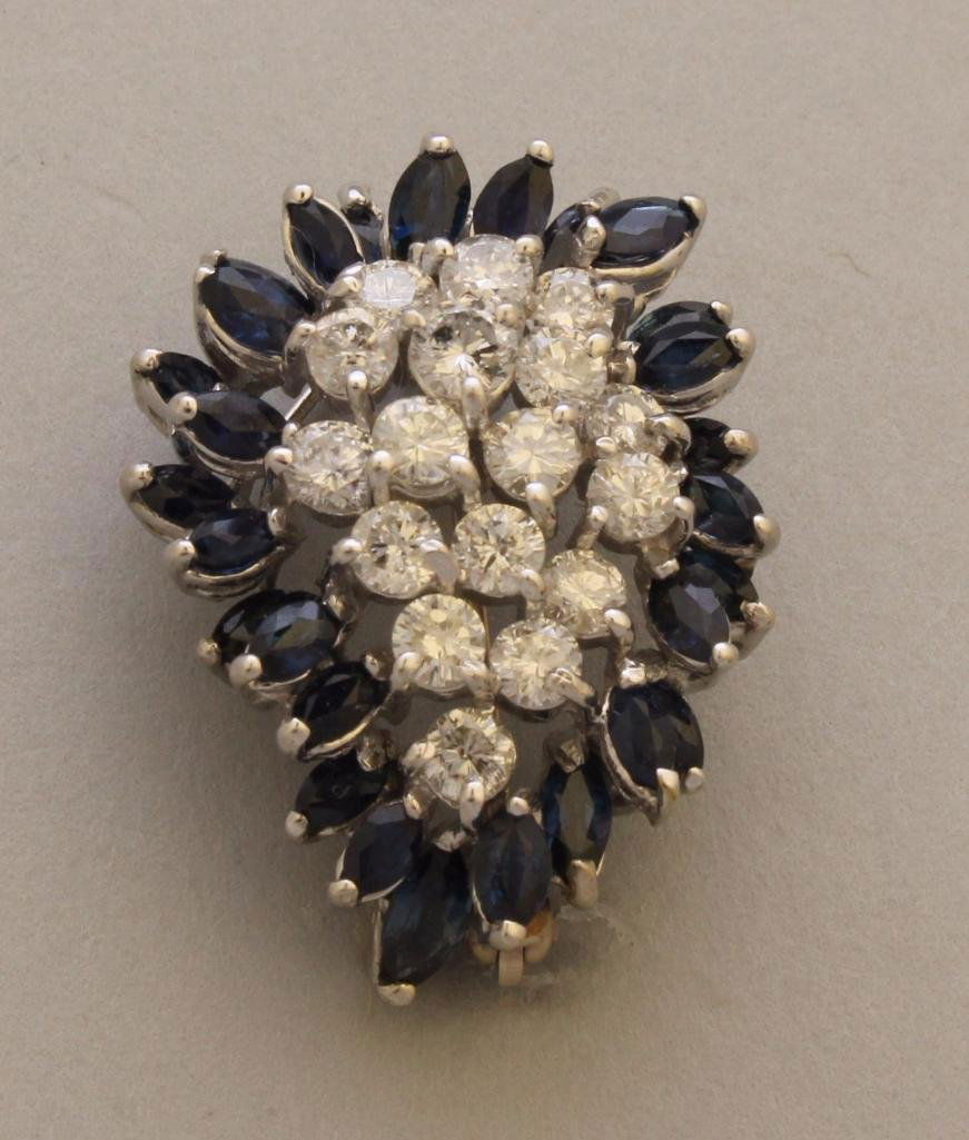 Gold Pin/Pendant with Sapphire and Diamond (1 of 2)