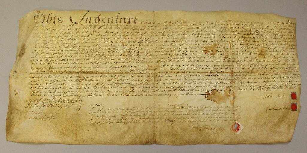 Frederick Augustus Muhlenberg Autograph: Signed document by Frederick Augustus Muhlenberg (1750-1801) American minister, politician and first/third Speaker of the United States House of Representatives. Document being an indenture dated Apri