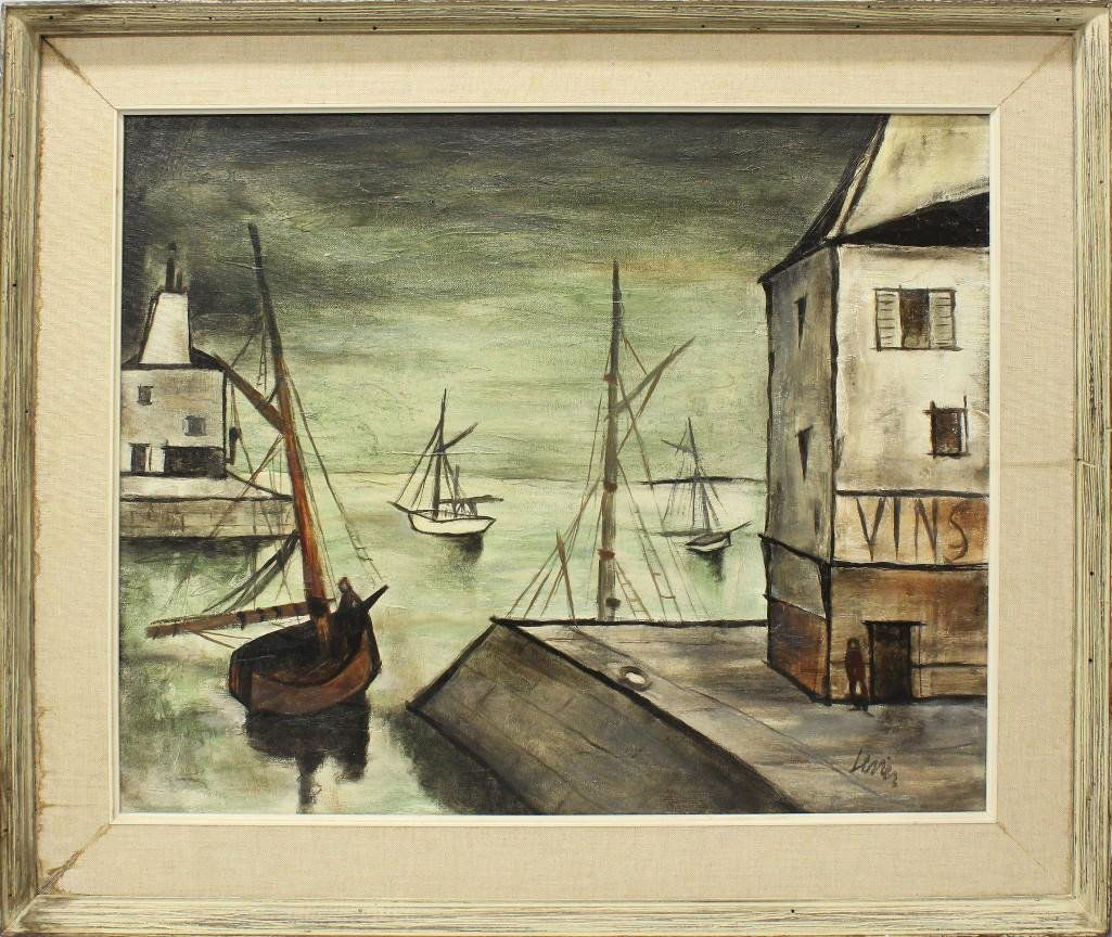 Charles Levier (1920-2003, New York, California,: Oil on canvas. Signed "Levier" in lower right. 20"h x 24"w