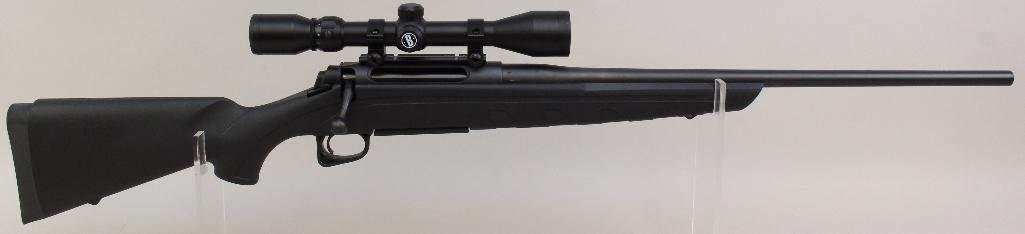Remington Model 770 bolt action rifle.: Cal. 7 mm-08. 22" bbl. SN 71564897. 98% matte blue finish on metal, very good bore, synthetic stock shows light handling marks and 1 - 4 round magazine. With a Bushnell 3-9 power scope with clear opti