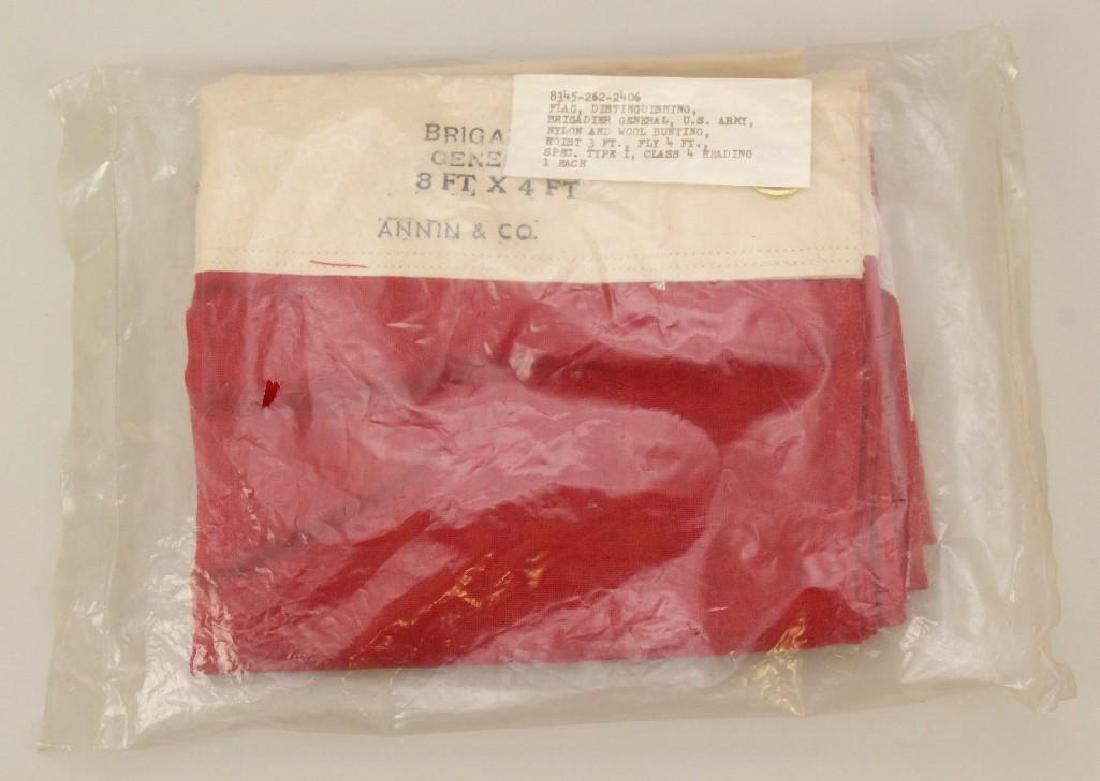 US Brigadier General's Flag: United States brigadier general's flag by Annin & Co. measuring 8" x 4" and still in original plastic bag from manufacturer