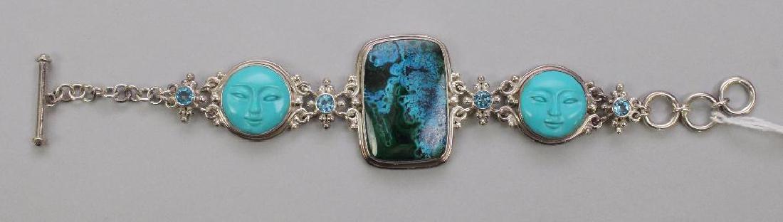 STERLING BRACELET. SAJEN. CHRYSOCOLLA, TOPAZ (1 of 1)