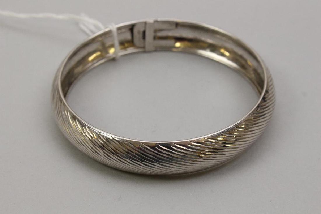 STERLING BRACELET. HINGED BANGLE WITH SAFETY CATCH (1 of 1)