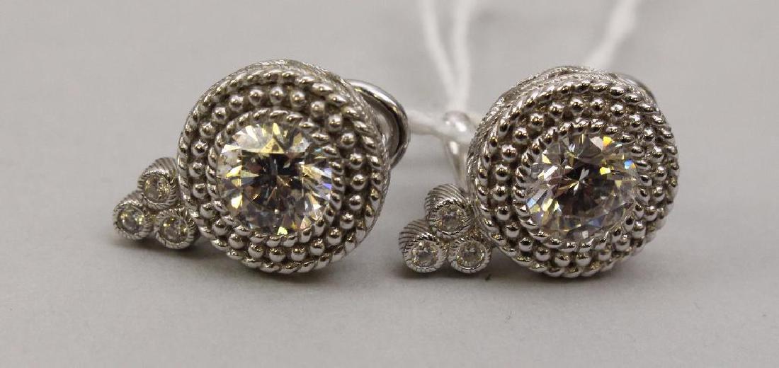 STERLING EARRINGS. JUDITH RIPKA. CZ: OMEGA BACK POST. 3/4" LONG. 8.2GTW.