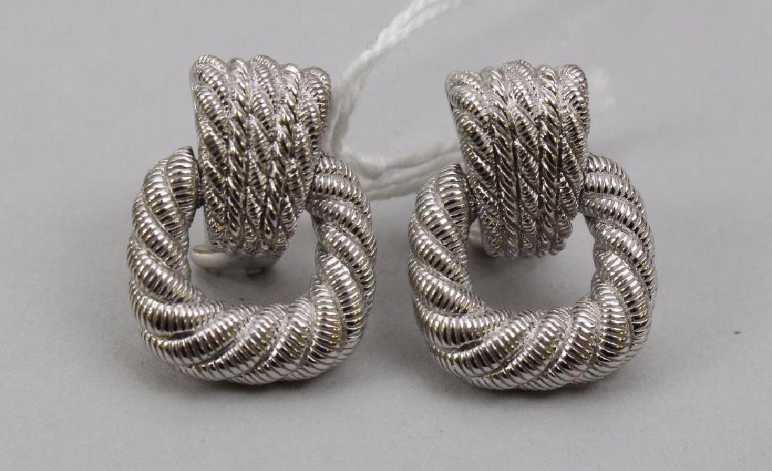 STERLING EARRINGS. JUDITH RIPKA: KNOCKERS. OMEGA BACK POST. 7/8" LONG.