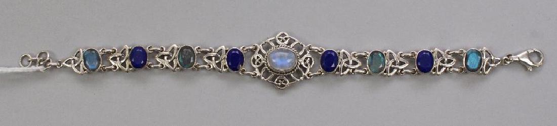 STERLING BRACELET. INDIA NB. MOONSTONE, LABRADORITE, (1 of 1)