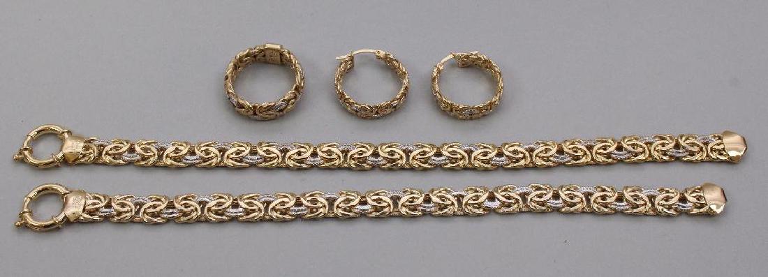STERLING BRACELETS, EARRINGS, RING. FLAT BYZANTINE. (1 of 1)