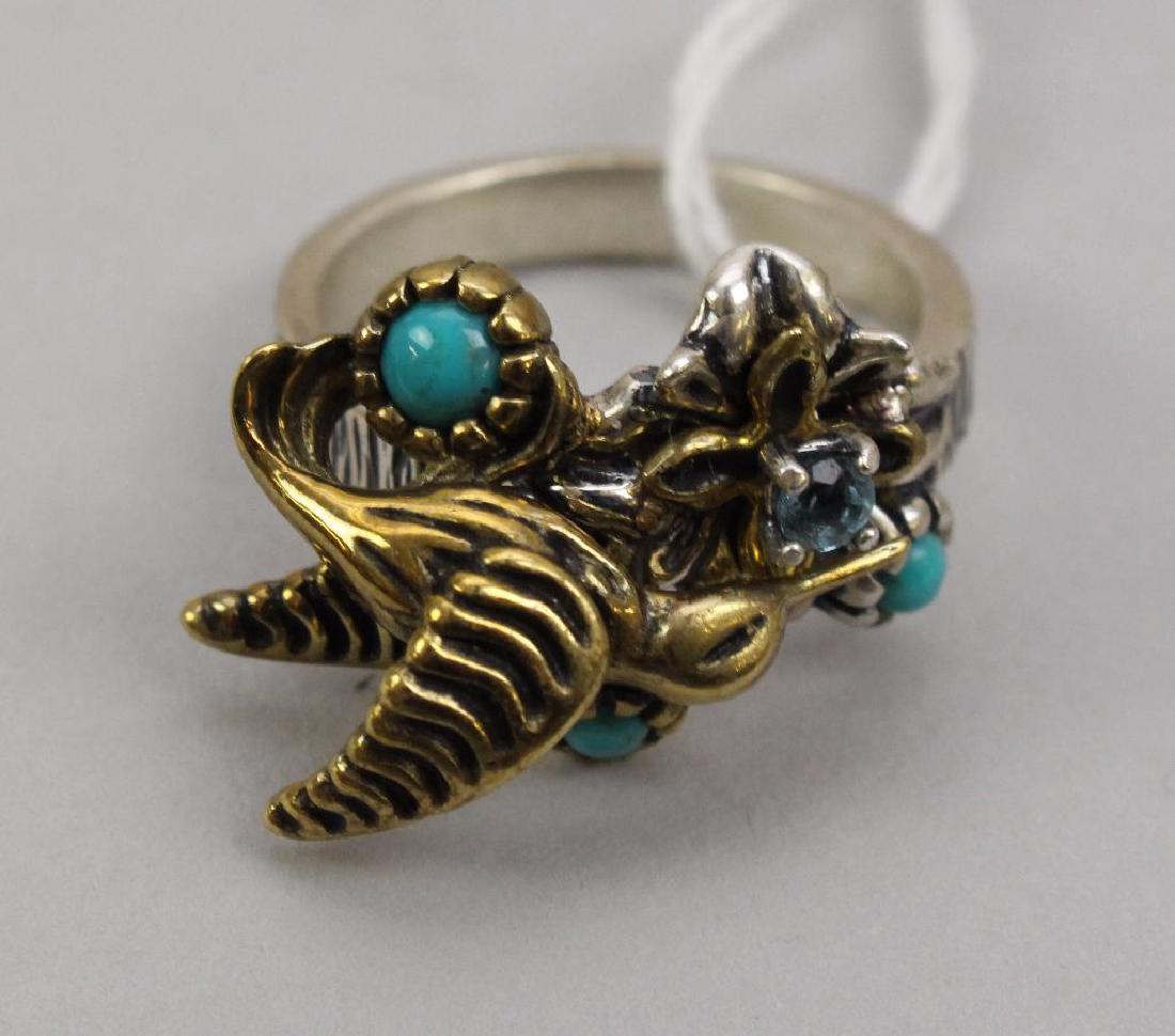 STERLING AND BRASS RING. FRITZ CASUSE. NAVAJO.:  SIZE 9. 7.2GTW.