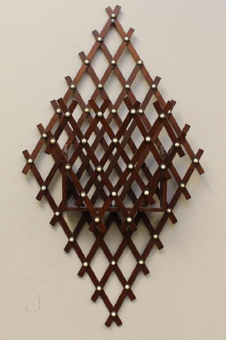 Tramp Art Wall Pocket: Lattice diamond design, 36"h.
