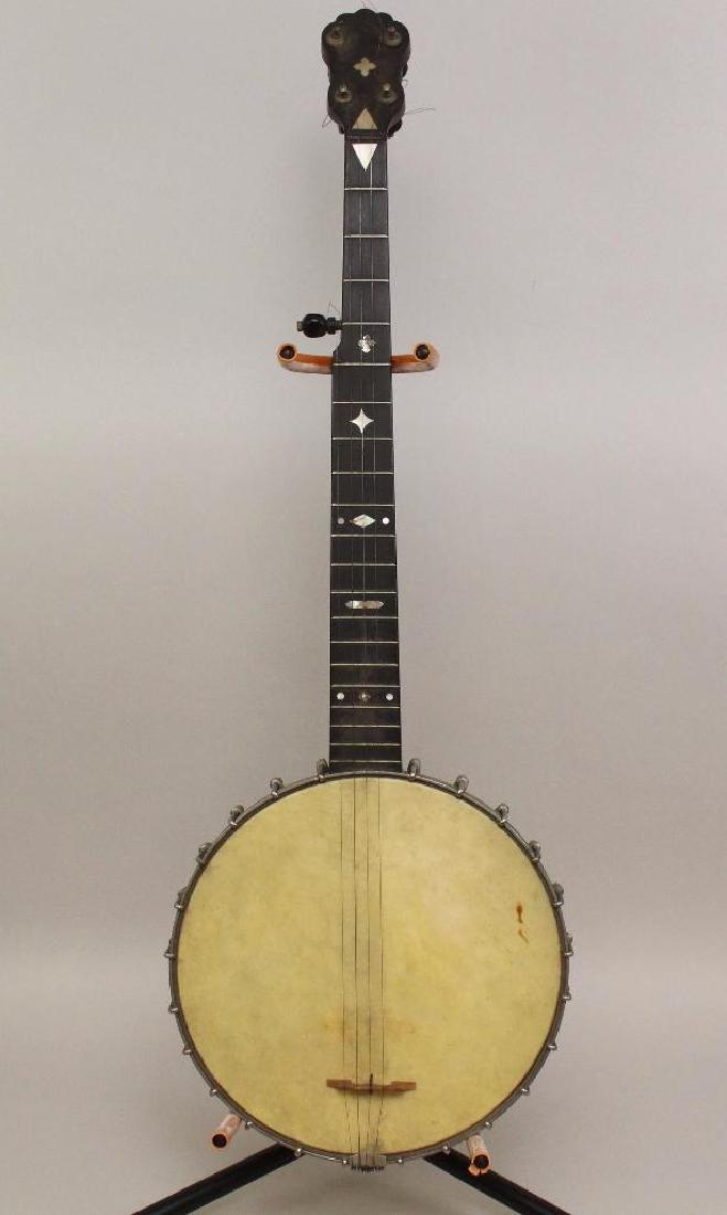 Joseph Rickett 5-String Banjo: Mother of Pearl inlay. One string is missing.