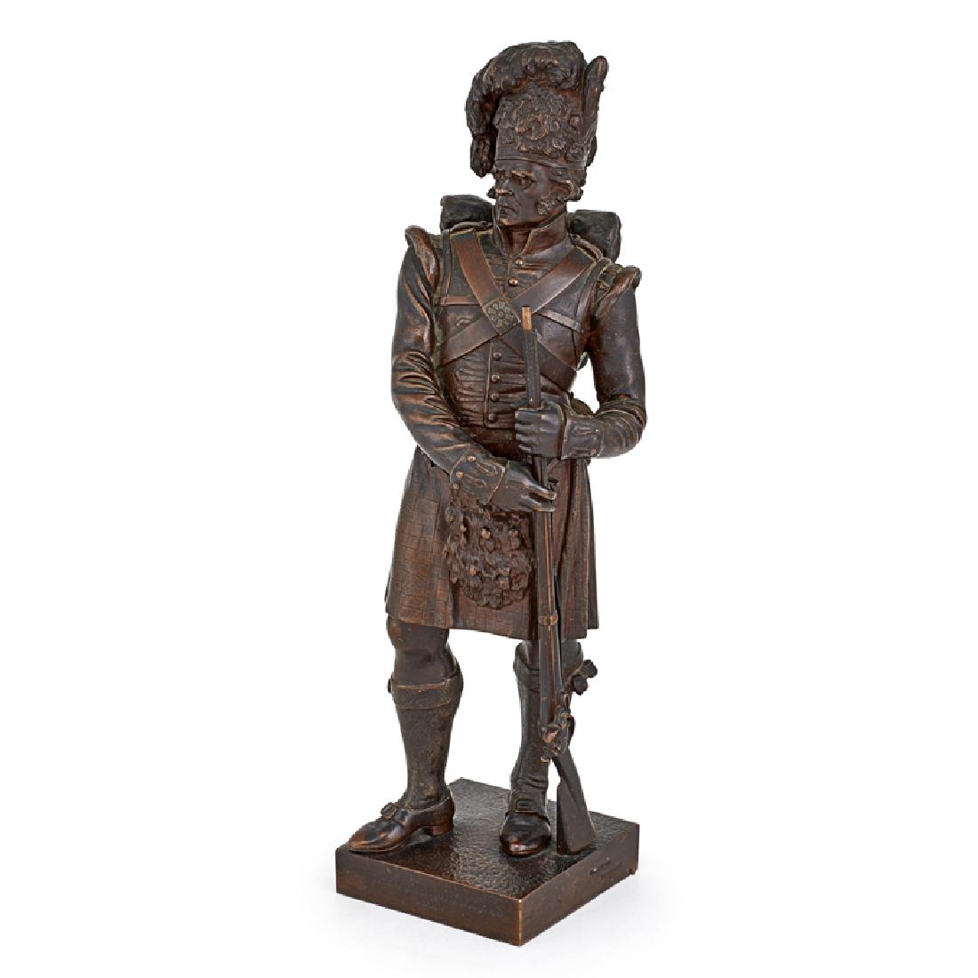 JOSEPH EDGAR BOEHM (Austrian/English, 1834-1890): 42nd Royal Highlanders, 1815" Bronze Signed "J.E. Boehm. SCR." and marked "Elkington & Co. copyright" 17 1/2