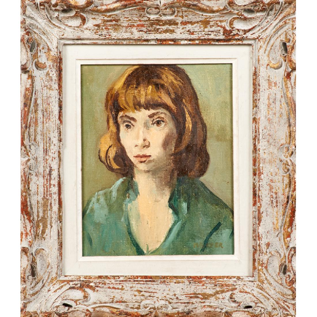 MOSES SOYER (American, 1899-1974): Oil on canvas; Untitled (portrait of a woman) (framed); Signed; 10" x 8"