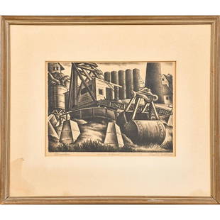 PAUL RAPHAEL MELTSNER (American, 1905-1966): Two lithographs; "Excavation," 1943 and "Tank Cars," ca. 1935 (framed separately); Both signed, titled and inscribed "Collection of Boston Museum and Brooklyn Museum"; 11" x 15" (sight, each)