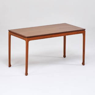 OLE WANSCHER; A.J. IVERSEN SNEDKERMESTER: Coffee table, Denmark, 1960s; Mahogany; Unmarked; 20 1/2" x 37 1/2" x 19"