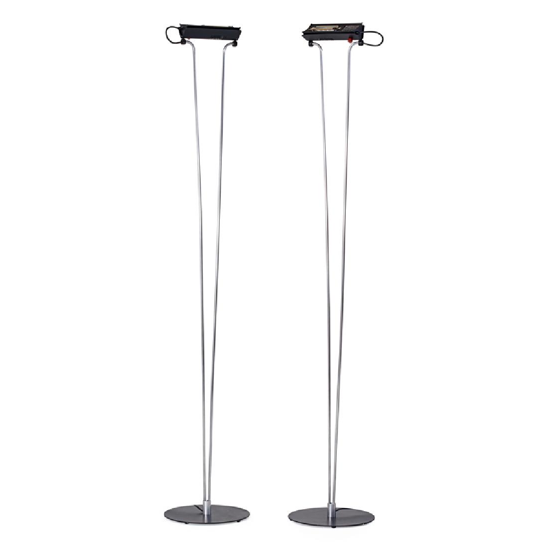 KOCH & LOWY: Pair of torcheres, USA; Chromed and enameled steel; Unmarked; 73" x 13" dia.