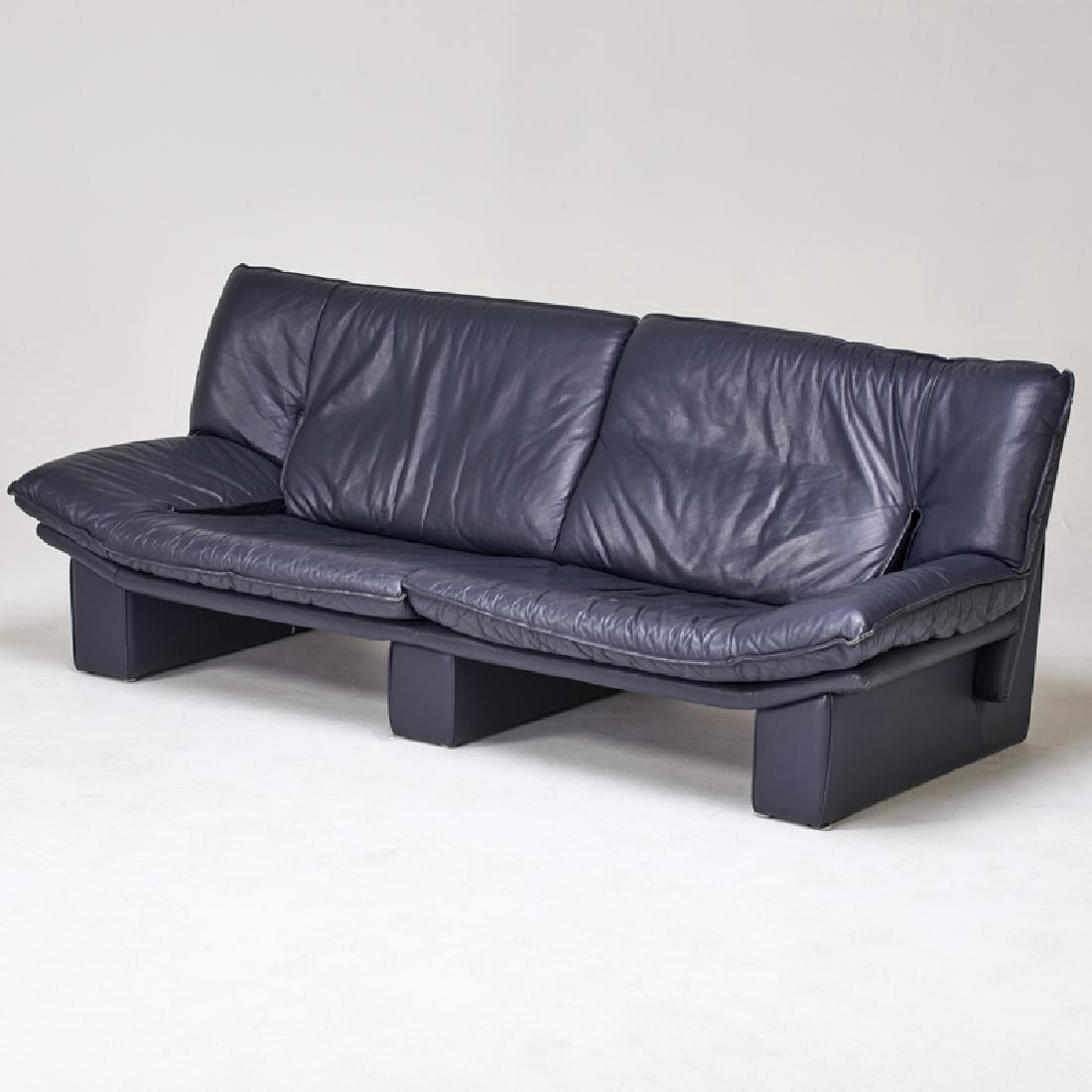 CONTEMPORARY: Leather sofa, 2000s; Unmarked; 33" x 86" x 40"