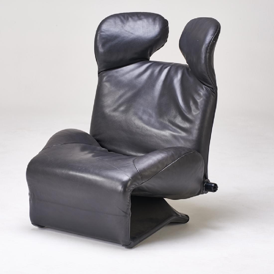 TOSHIYUKI KITA ; CASSINA: Adjustable Wink chair, Italy, 1976; Leather; Unmarked; fully extended: 34" x 32" x 70"