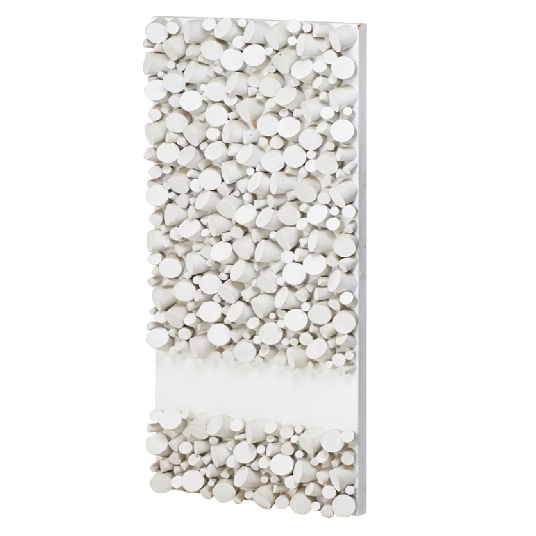 STYLE OF SERGIO CAMARGO: Wall sculpture; Painted wood collage; Unmarked; 48" x 24" x 4 1/2"
