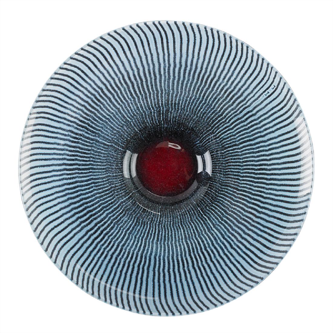 MAURICE HEATON: Charger, New York; Fused and slumped glass; Initialed M.H.; 14" dia.