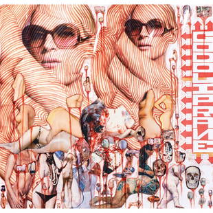 THOMAS HIRSCHHORN (Swiss, b. 1957): Mixed media on paper; "La Serie Des Antalgiques (Codoliphrane)," 2005 (unframed); Signed, titled and dated to verso; 31 1/2" x 33"; Provenance: Gladstone Gallery, New York