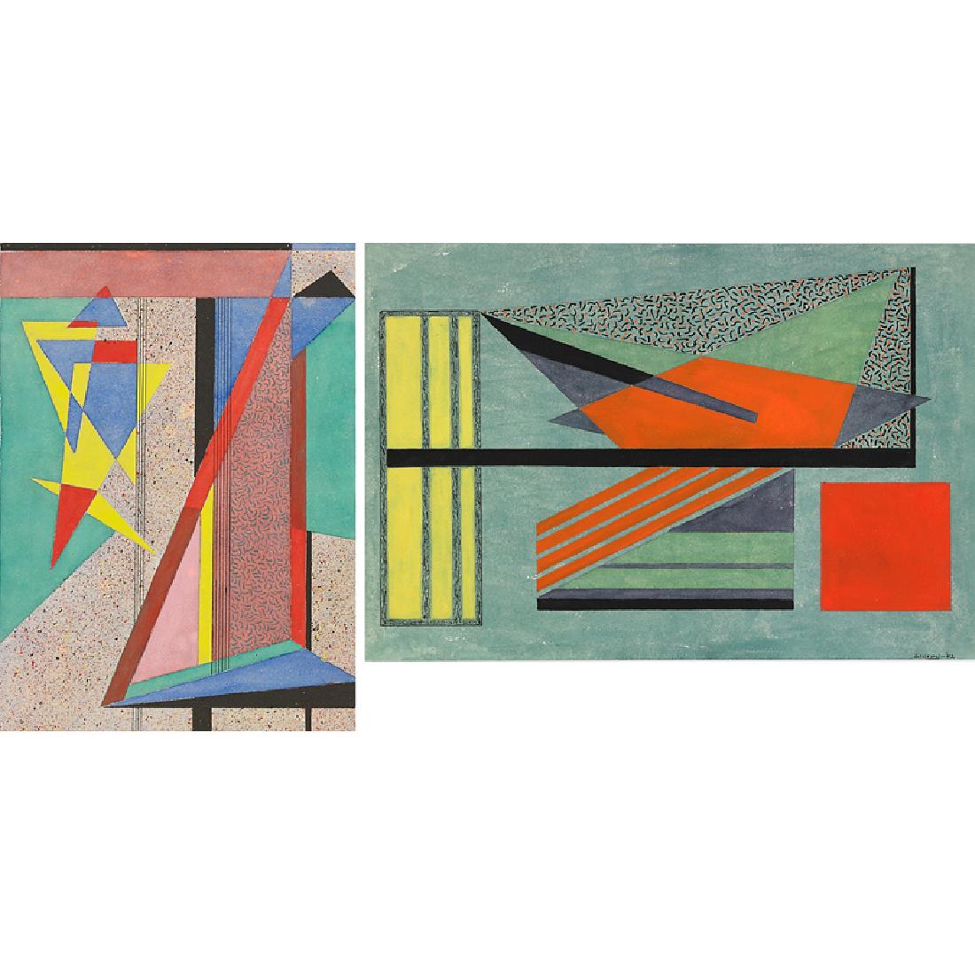 Thomas Brownell Eldred (American, 1903-1993): Two works of art: Untitled, 1941; Watercolor and ink on paper (framed); Signed and dated; 15 3/8" x 11 1/4" (sight); Untitled, 1942; Watercolor and ink on paper (framed); Signed and dated; 12 7/8" x 1