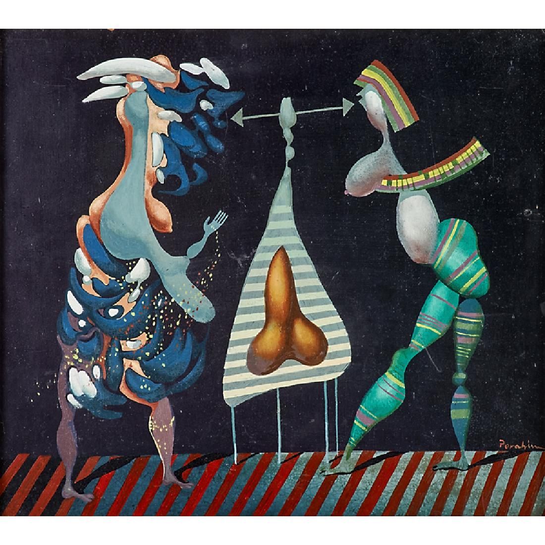 Jules Perahim (Romanian, 1914-2008): Untitled; Oil on Masonite (framed); Signed; 9 1/4" x 11 1/8"; Provenance: Private Collection, Massachusetts